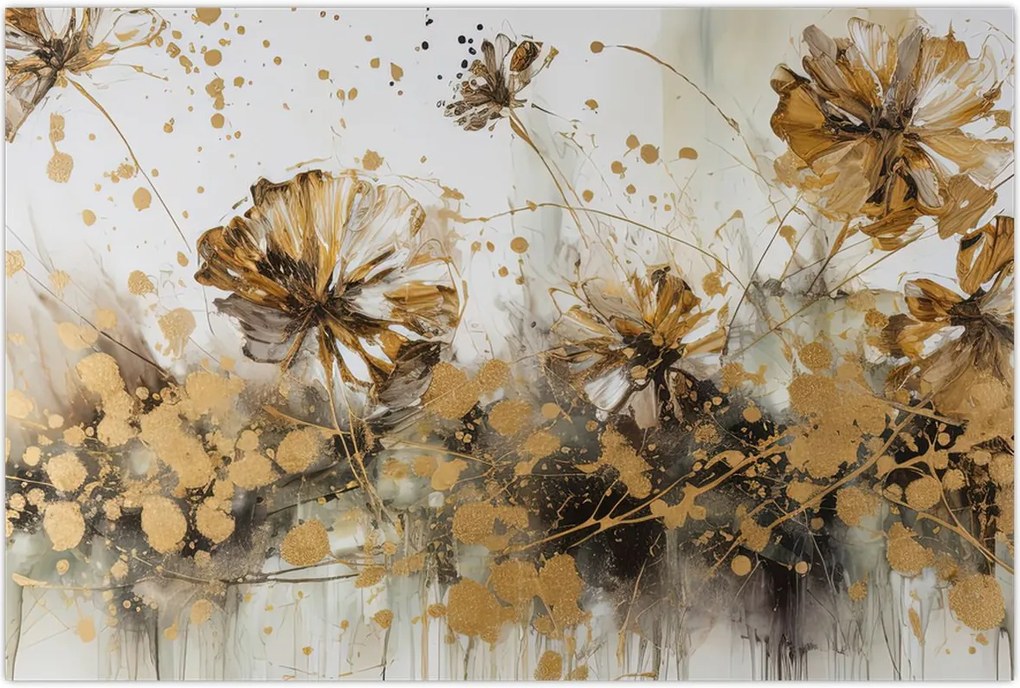 Tablou - pictură abstractă florală (90x60 cm)