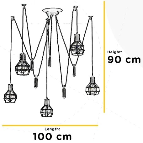 Lustră pe cablu ONLI SPIDER 5xE27/15W/230V spider negru