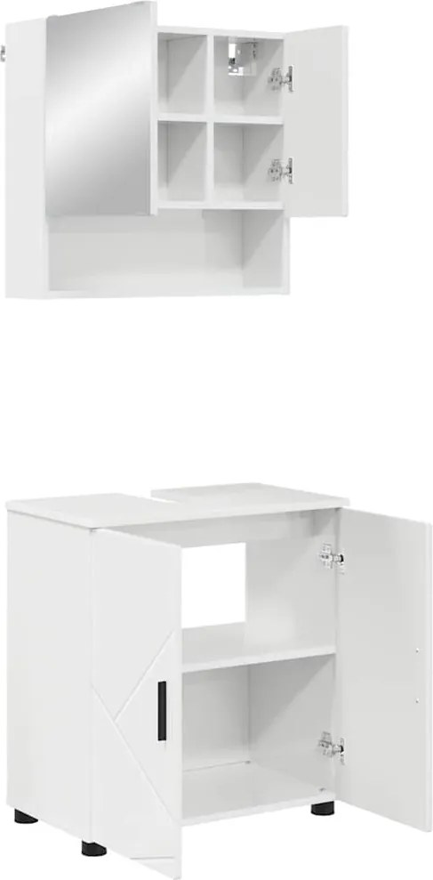 vidaXL Set de mobilier pentru baie Pe perete cu ușă 2 pcs Alb lucios