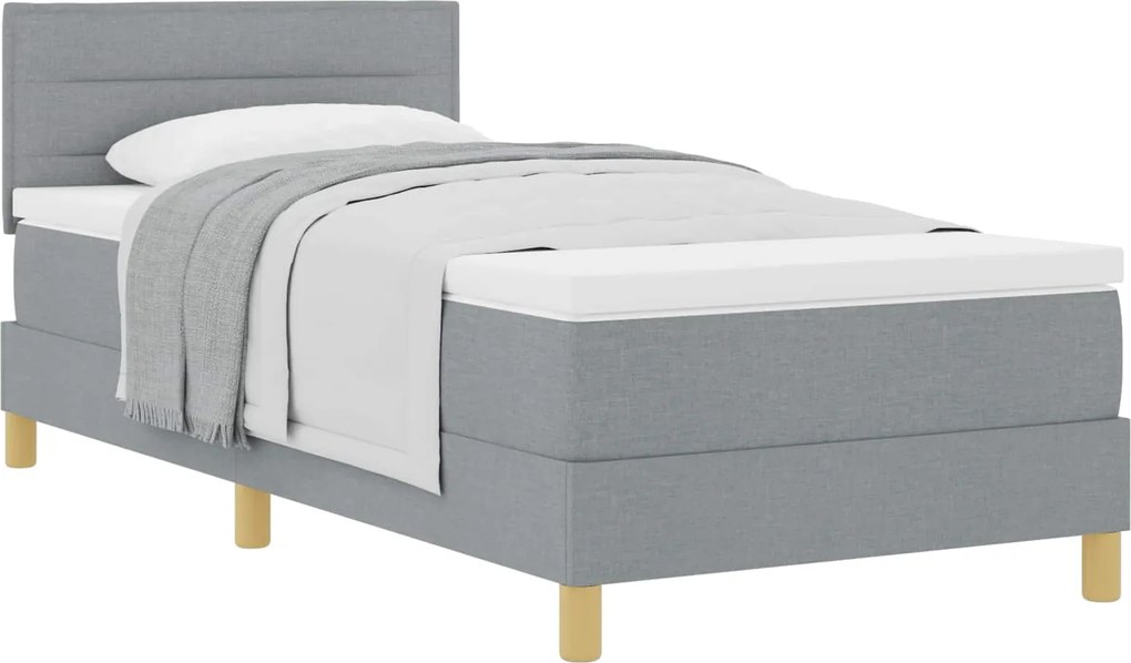 vidaXL Pat cu arcuri cu saltea Gri deschis 80 x 200 cm țesătură