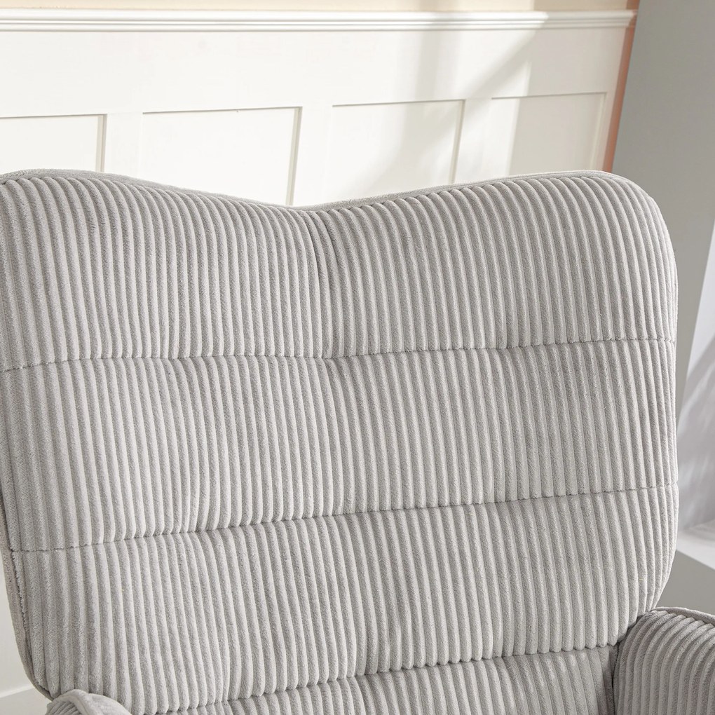 HOMCOM Fotoliu de leagăn vintage, baze arcuite, tapițerie groasă, lemn de fag & oțel, Gri deschis | Aosom Romania