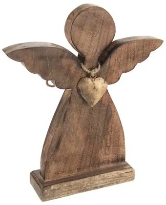 Decor de Crăciun din lemn Orion ANGEL cu inimă demetal