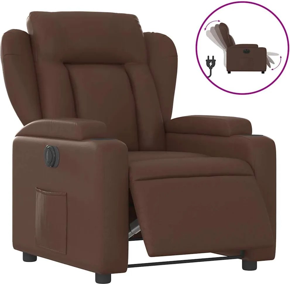 vidaXL Fotoliu rabatabil electric, maro, piele ecologică