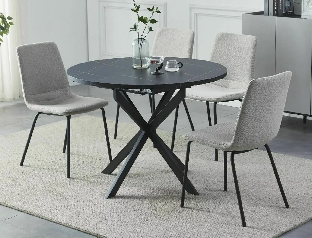 Masa extensibila de sufragerie GASTON 100(135)X100 cm, decor marmura neagra