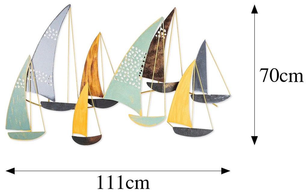 Decoratiune de perete Metal Yavuz, Multicolor, 70x8x111 cm