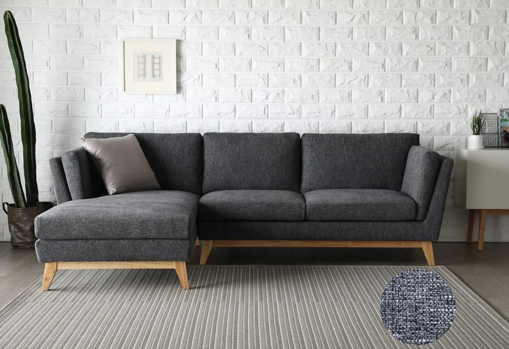 Supermobel Set canapea în formă de SKD 978, 260x85x162, gri întuneric, stânga