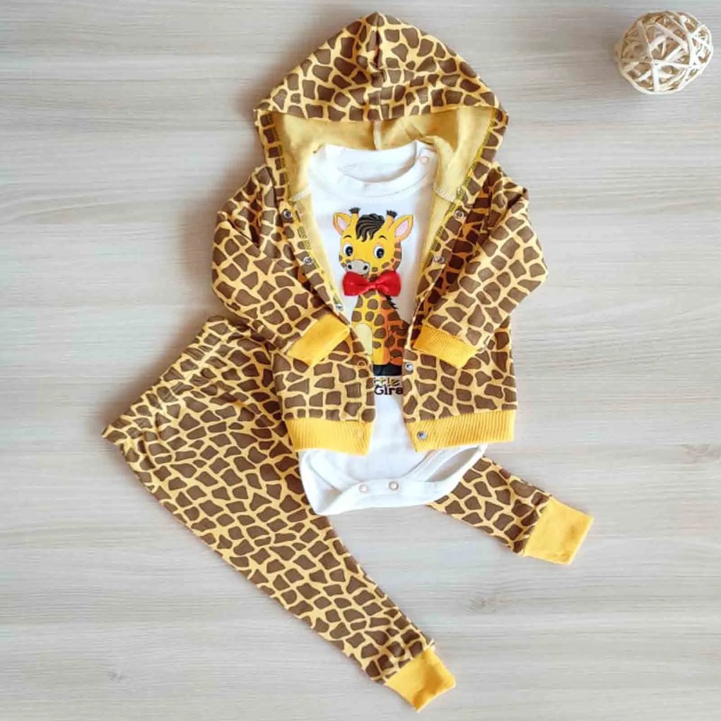 Compleu bebelusi 3 piese girafa bumbac 0-9 luni
