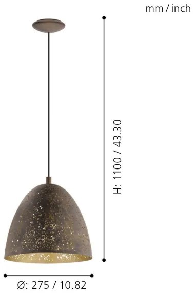 Eglo 49814 - Corp de iluminat pendul SAFI 1xE27/60W