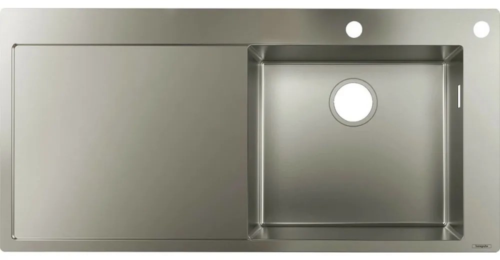 Chiuveta bucatarie Hansgrohe S71 inox 104.5x51 cm picurator dreapta cu orificiu buton control