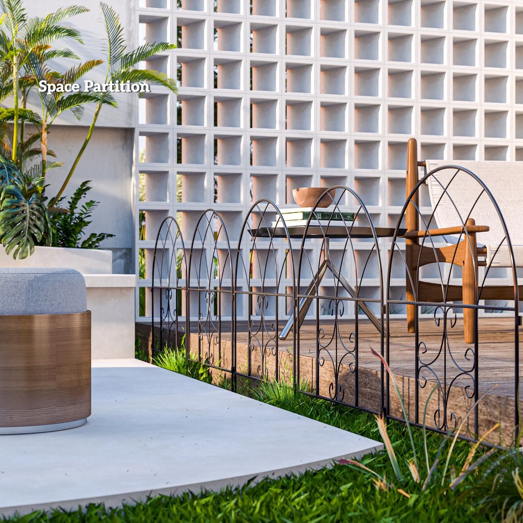 Outsunny Gard de grădină Gard Oțel 300 cm x 70 cm înălțime Gard decorativ din grilaj Set elemente de gard Negru | Aosom Romania