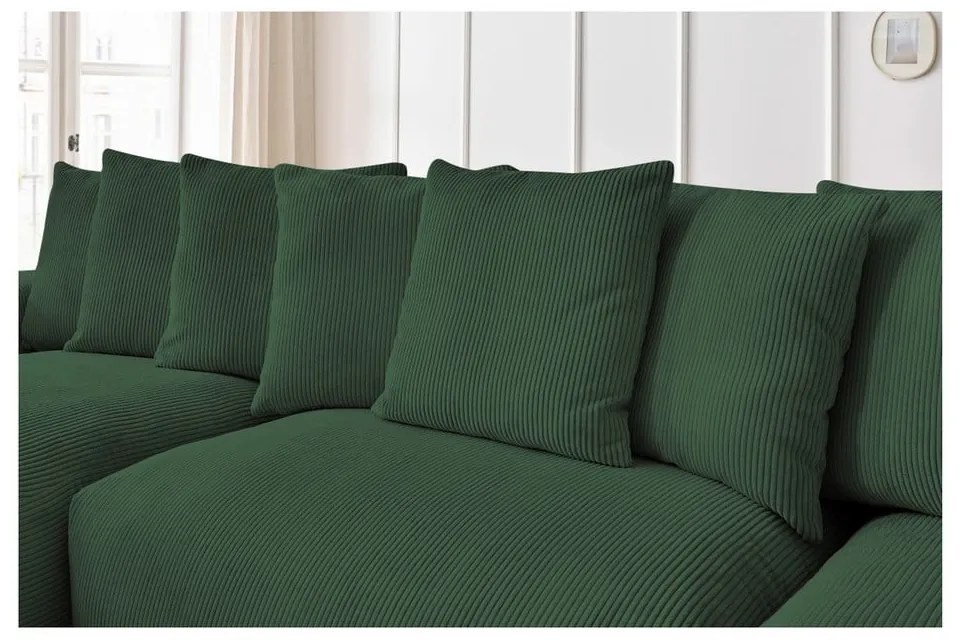 Colțar verde cu tapițerie din catifea reiată Voltaire – Bobochic Paris