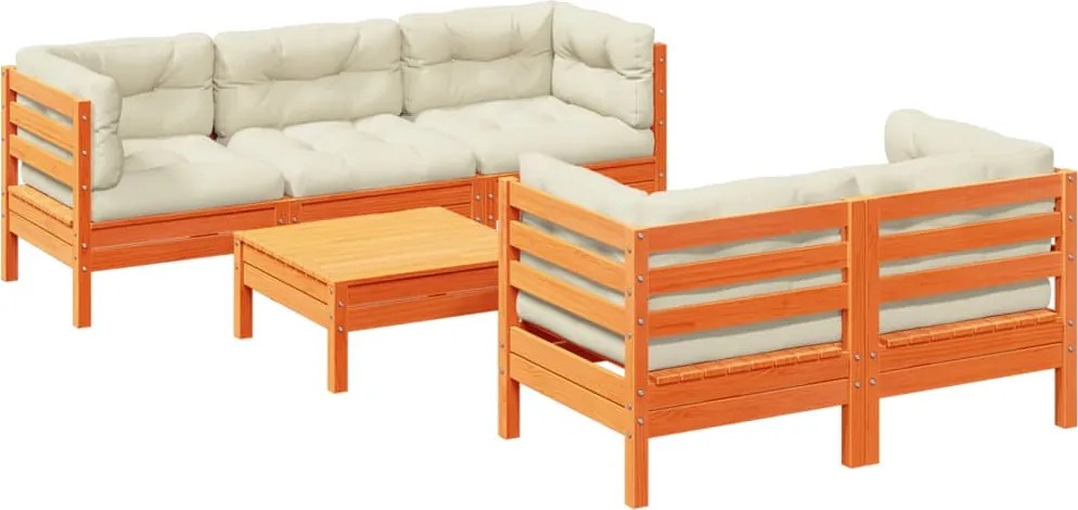 vidaXL Set mobilier de grădină cu perne, 6 piese, lemn masiv de pin