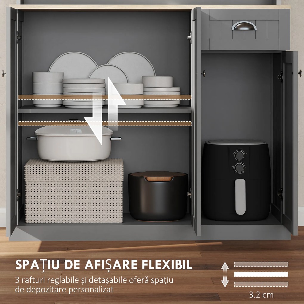 HOMCOM Dulap de Bucătărie cu Spațiu de Depozitare, 71" Alb | Aosom Romania