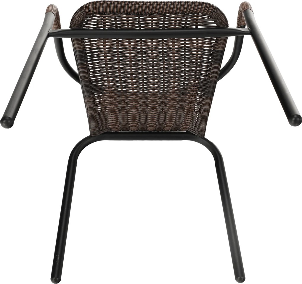 Scaun stivuibil, răchită sintetică maro/metal negru, DOREN