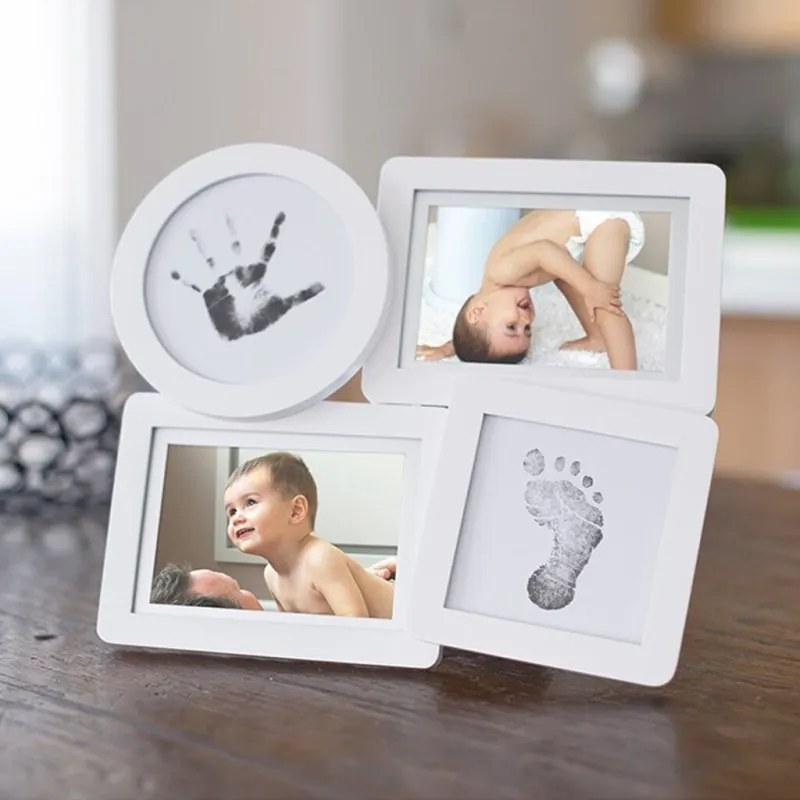 Kit rama foto multipla cu amprente din cerneala pentru manuta si piciorus - Pearhead