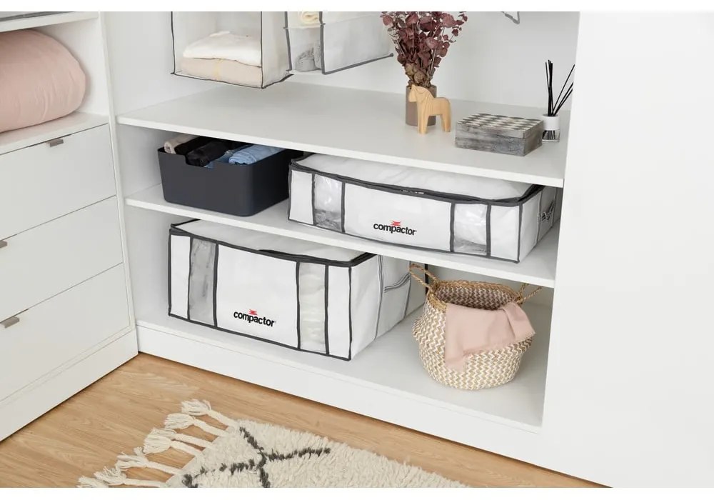 Cutie de depozitare pentru haine din material textil cu vacuum/cu pereți întăriți 65x45x27 cm Life – Compactor
