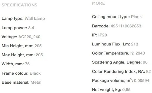 Aplica de perete LED design decorativ ambiental Trame negru
