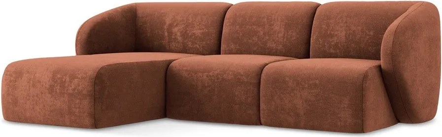 Colțar teracotă cu tapițerie din chenille (cu colț pe partea stângă/cu șezlong) Lani – Makamii