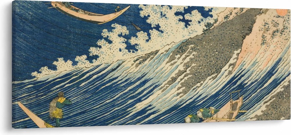 Tablou - Katsushika Hokusai, Fishing Boats at Choshi in Shimosa (Soshu Choshi) , reproducere (120x50 cm)