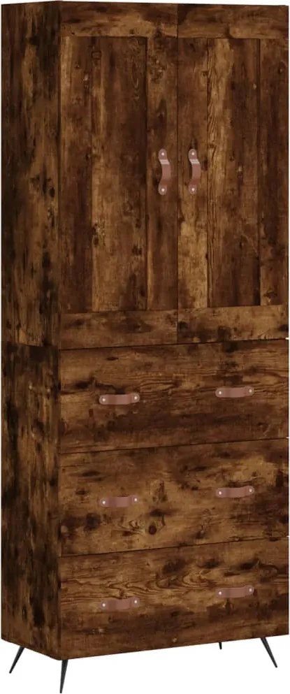vidaXL Dulap înalt, stejar fumuriu, 69,5x34x180, lemn compozit