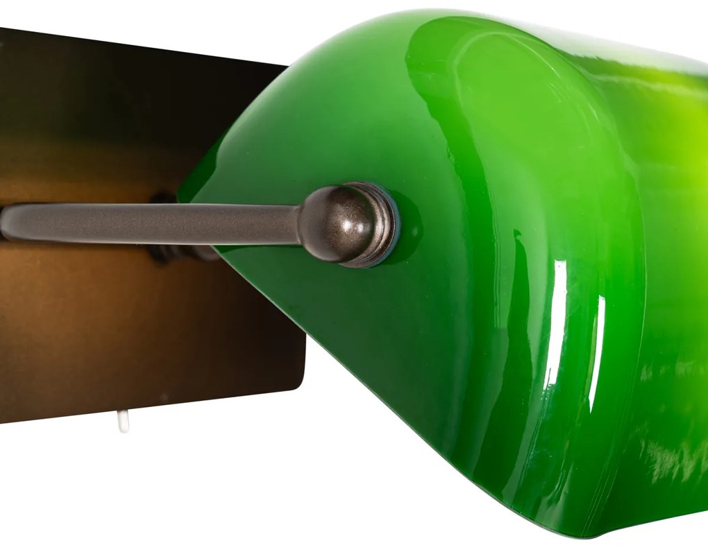 Aplică clasică de perete bronz închis cu sticlă verde - Banker