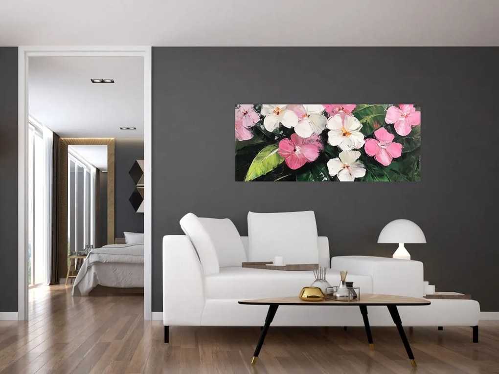 Tablou - Flori roz și albe (120x50 cm)
