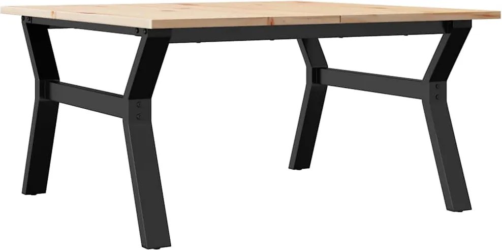 vidaXL Masă de cafea, cadru Y, 90x90x45 cm, lemn masiv pin și Oţel