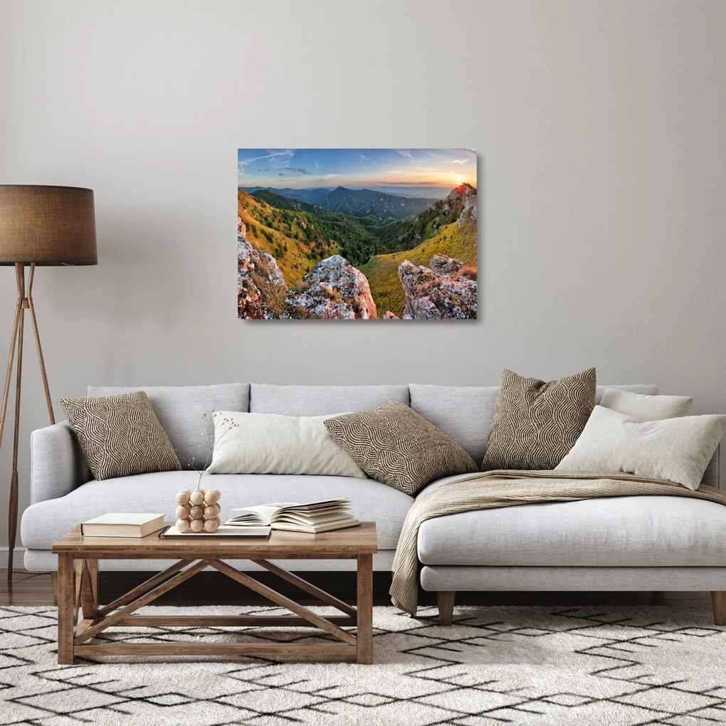 Tablou pe sticlă - Peisaj montan (70x50 cm)