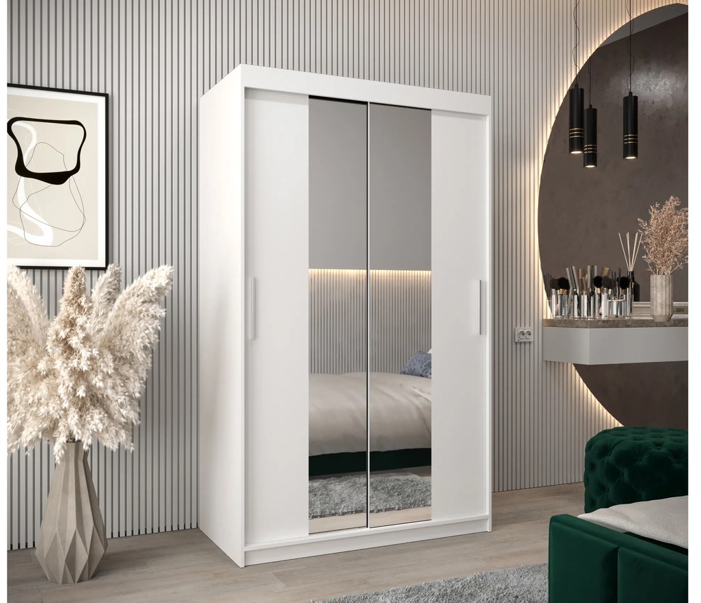 Dulap de haine 120 cm Toki 1 (alb mat + stejar sonoma). 1064890