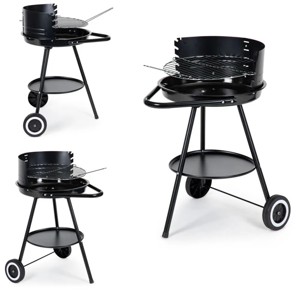 Grătar de grădină cu role cu înălțime reglabilă a grilei