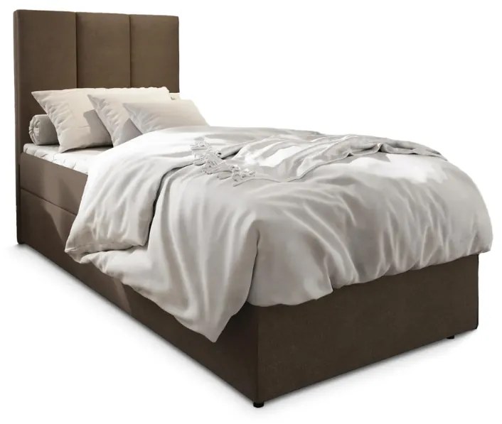 Pat tapițat boxspring MERALIS 100x200 cm maro Saltea: Matrace Bonell pružinová