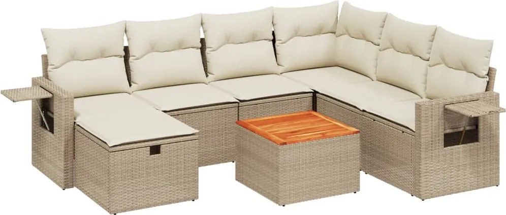vidaXL Set canapele de grădină, 8 piese, cu perne, bej, poliratan