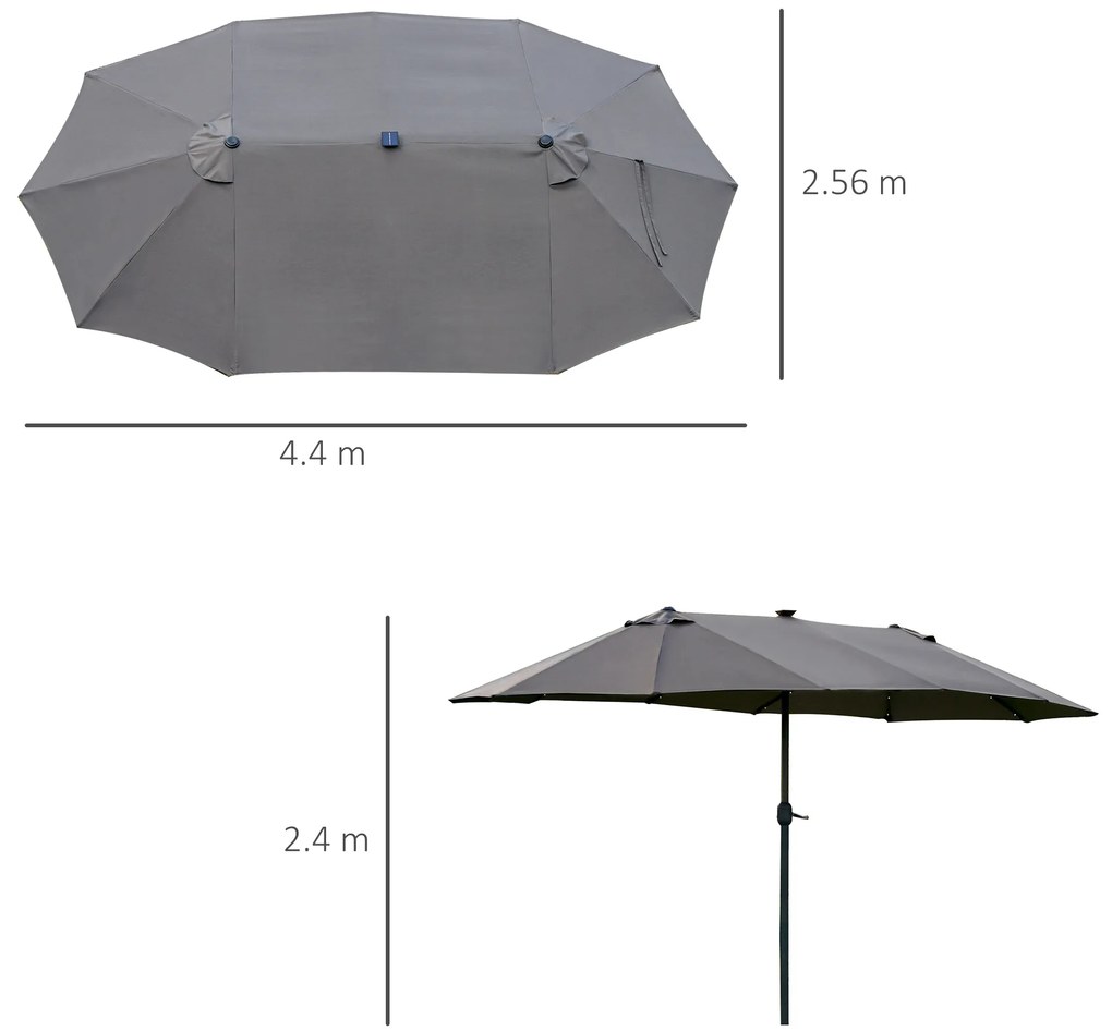 Outsunny Parasolar Ovale Gri Inchis 440 x 256 cm | Aosom Romania
