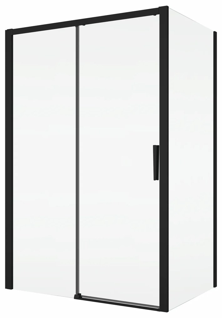 Cabina dus negru mat 140x80 cm, usa culisanta, grosime sticla 6 mm, tratament anticalcar, Ronal Divera