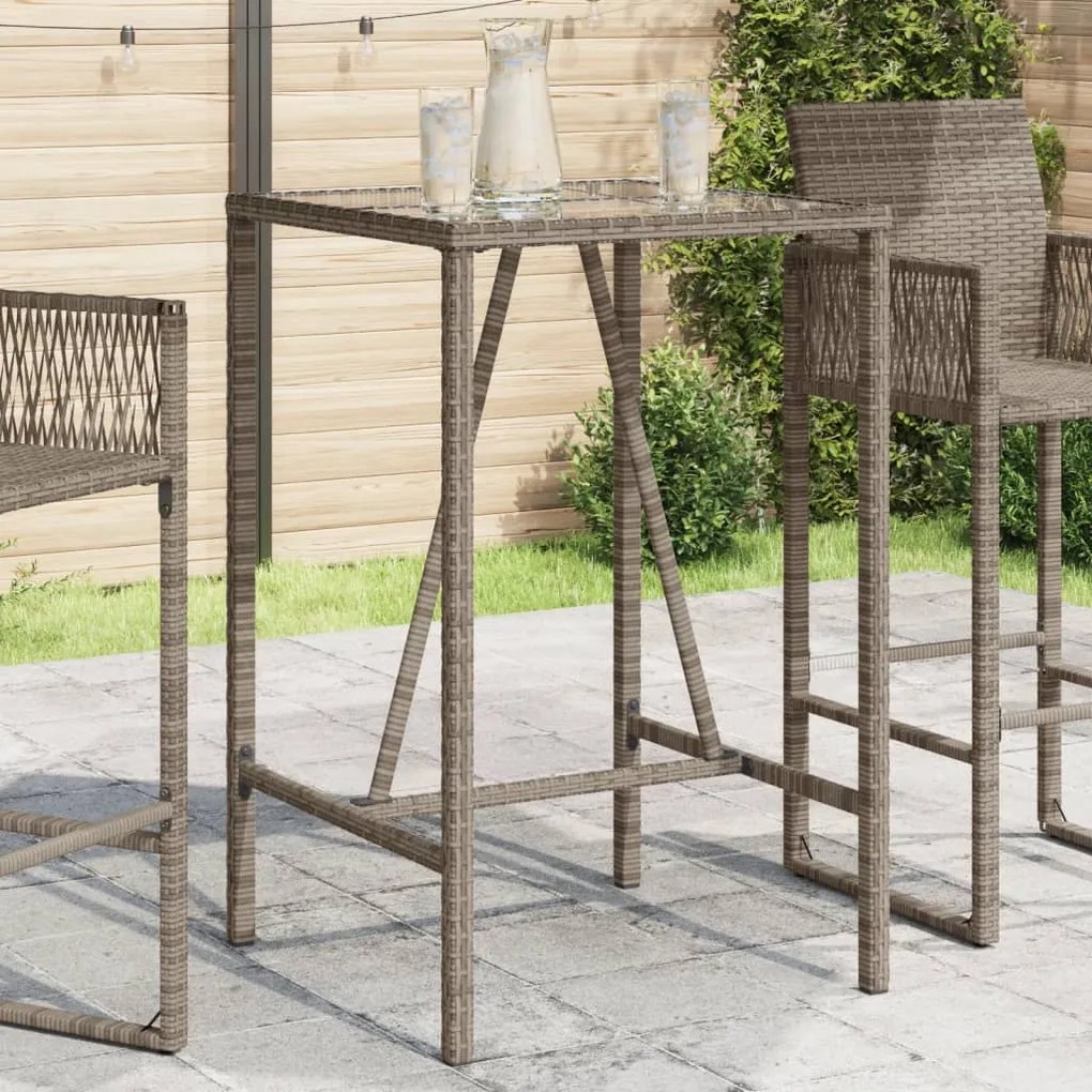 vidaXL Masă de bar de exterior, gri, 70x70x110 cm, poliratan