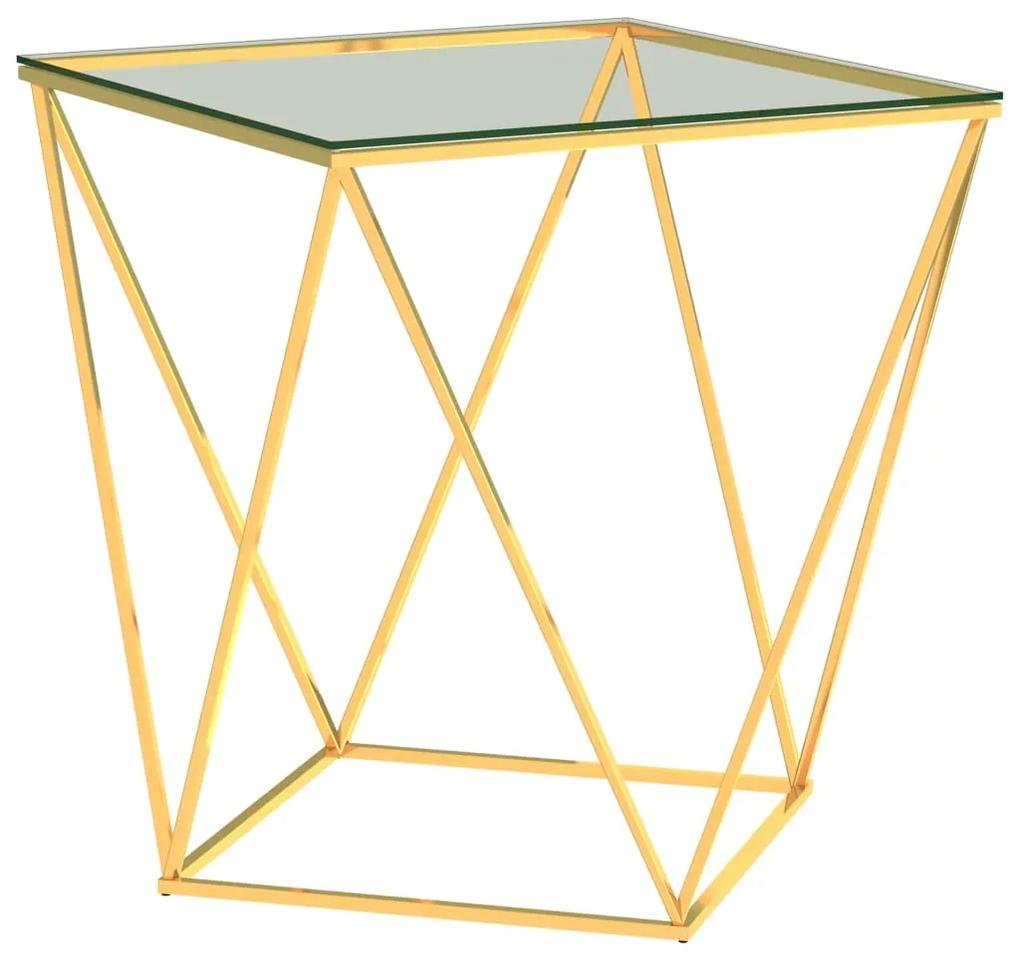 Masa de cafea, auriu transparent, 50x50x55 cm, otel inoxidabil 1, Auriu, 50 x 50 x 55 cm