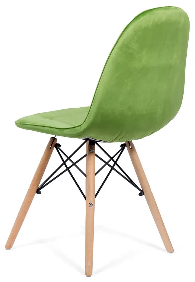 Scaun tapitat cu catifea si picioare din lemn BUC 232V verde