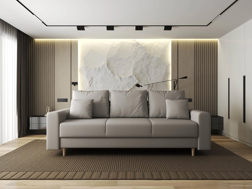 Canapea extensibilă dumonde cu ladă de depozitare si sezut confortabil din spuma high-density, Kronos Enjoy Bej 210x100 cm