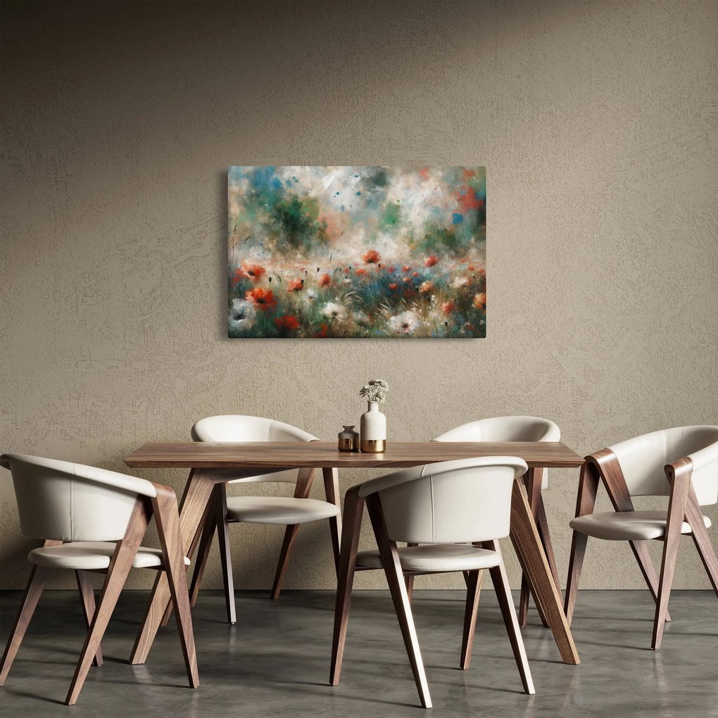 Tablou – Abstracție de câmp cu maci (90x60 cm)