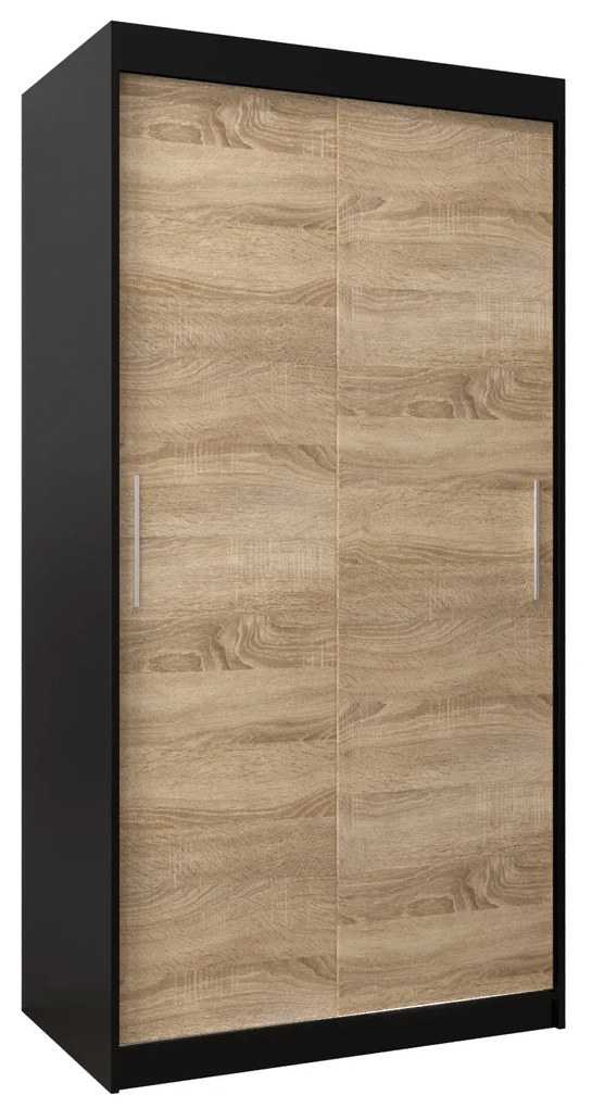 Dulap de haine 100 cm Toki (negru mat + stejar sonoma). 1064796