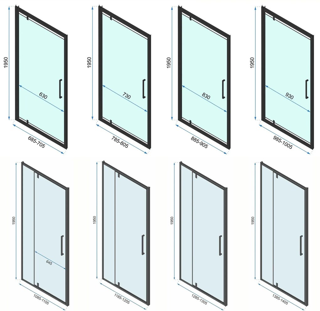 Cabina de dus de colt Rapid Swing Negru 70x100cm, Rea