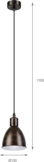 Brilagi - Lustră LED RIDDY pe cablu, 1xE27/60W/230V, cupru/patină