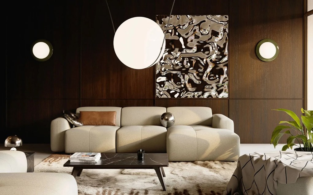 Colțar lemn masiv Calm, 275 × 162 × 65 cm - Stânga