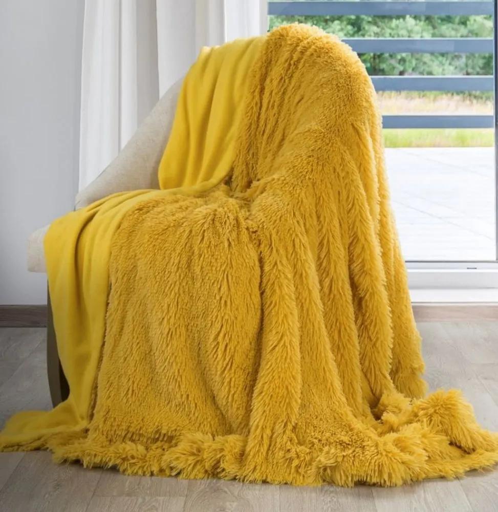 Pătură pufoasă galbenă Lăţime: 170 cm | Lungime: 210 cm
