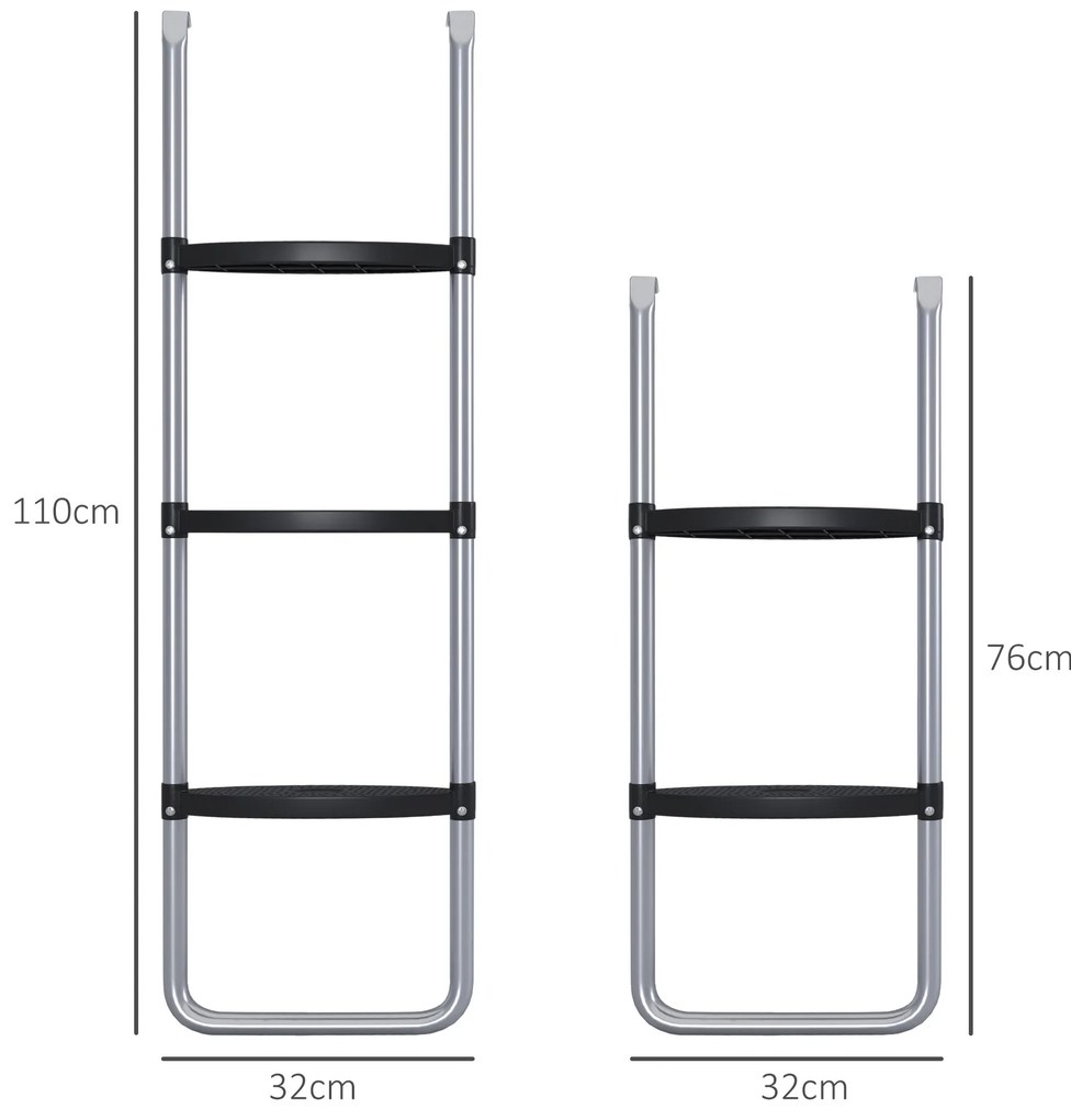SPORTNOW Scară de trambulină cu 3 sau 2 trepte late orizontale, carlig universal, capacitate de 120 kg, 110 x 32 cm argintiu | Aosom Romania