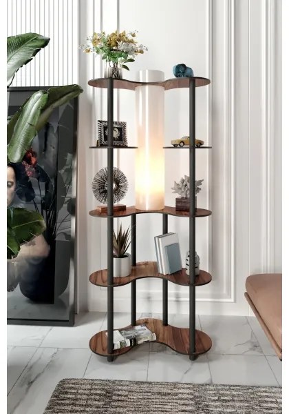 Lampadar cu rafturi 1xE27/40W/230V 150 cm negru/maro