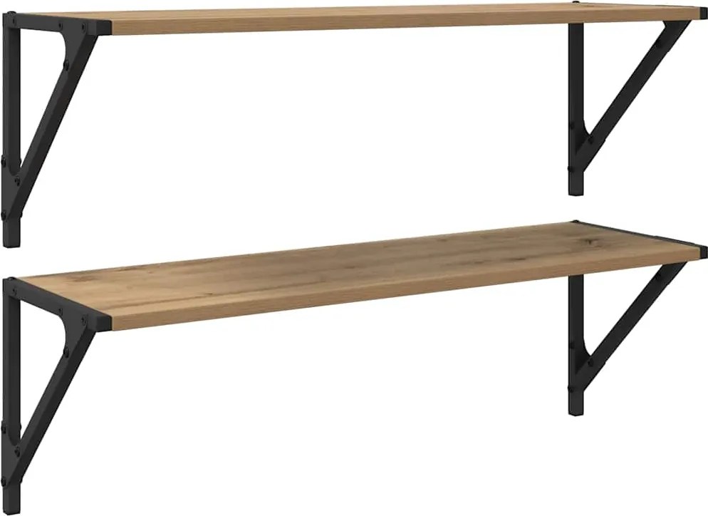 vidaXL Șemele de perete 2 pcs Stejar Artizanal 80 x 25 x 25,5 cm