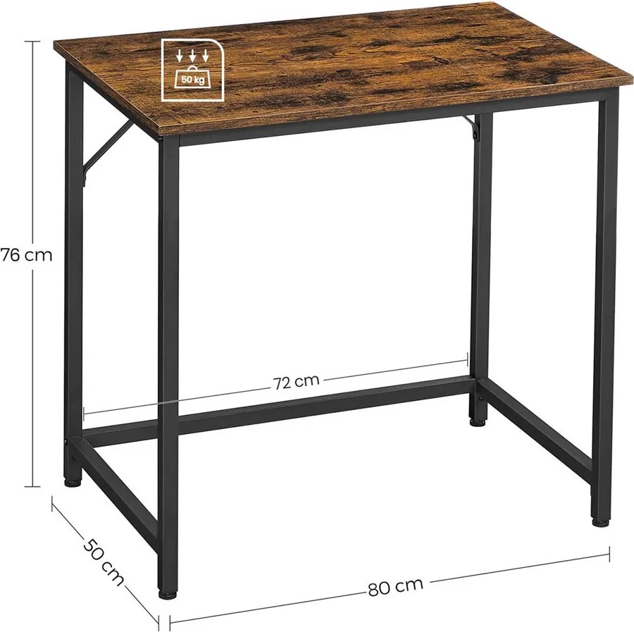 Birou URBAN în stil industrial, 80x50x75 cm, maro/negru Vasagle