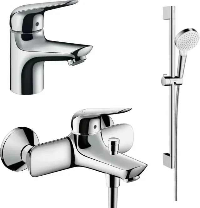 Set baterii Hansgrohe Novus 70 lavoar cada si set de dus Crometta crom