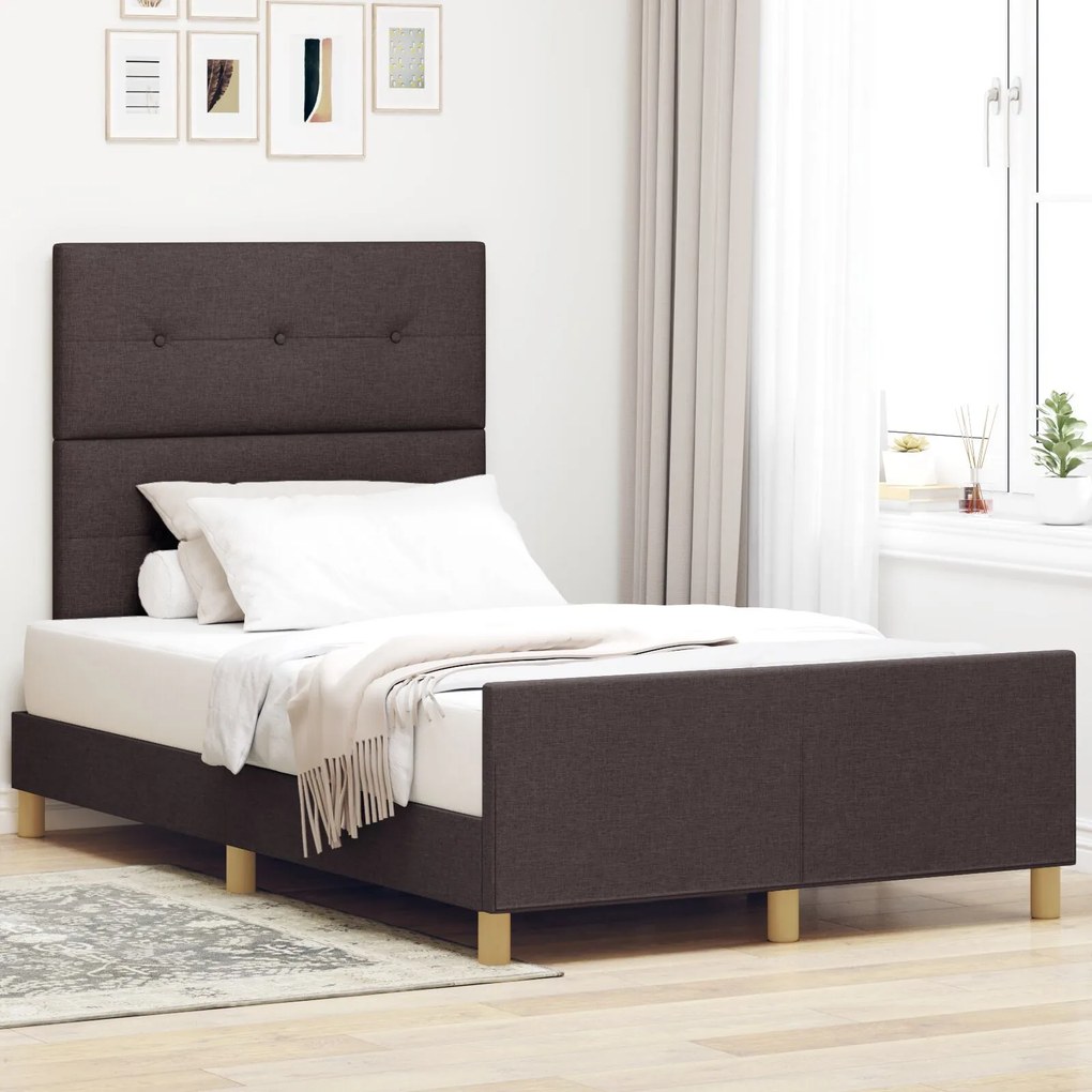 vidaXL Cadru de pat, maro închis, 120x200 cm, textil